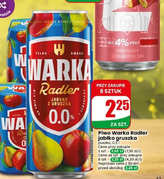 Piwo bezalkoholowe Warka Radler jabłko gruszka