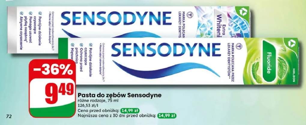 Pasta do zębów Sensodyne Extra Whitening +1 wariant