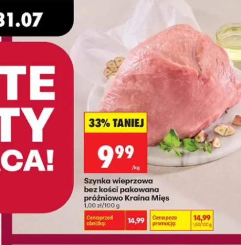 Szynka wieprzowa bez kości pakowana próżniowo Kraina Mięs