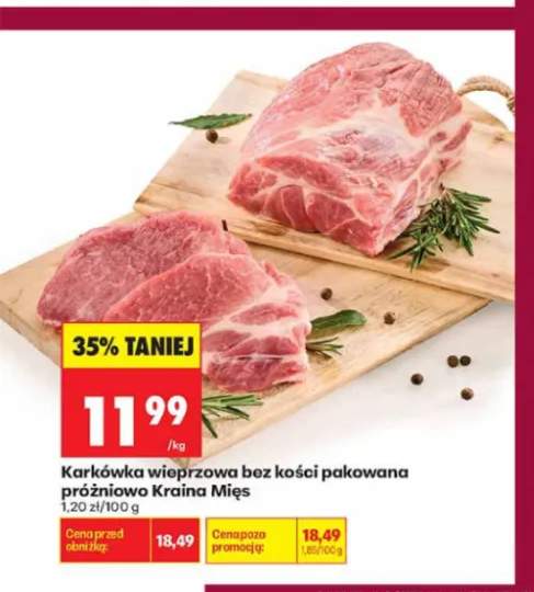 Karkówka wieprzowa bez kości pakowana próżniowo Kraina Mięs