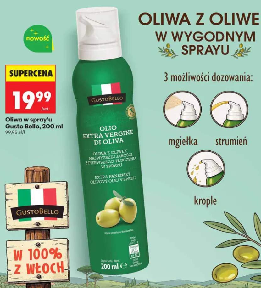 Oliwa z oliwek w sprayu Gusto Bello
