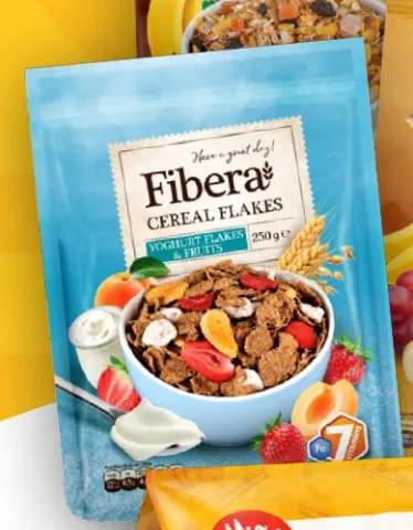 Płatki śniadaniowe Fibera Cereal Flakes z jogurtem i owocami