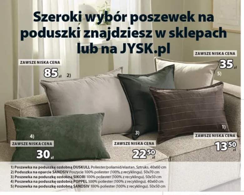 Poszewka na poduszkę ozdobną Jysk SANDSIV +4 warianty