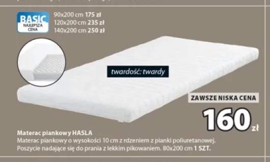 Materac piankowy Hasla 80x200 cm