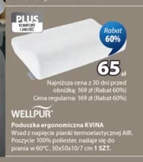 Poduszka ergonomiczna KVINA WELLPUR 30x50x10/7 cm