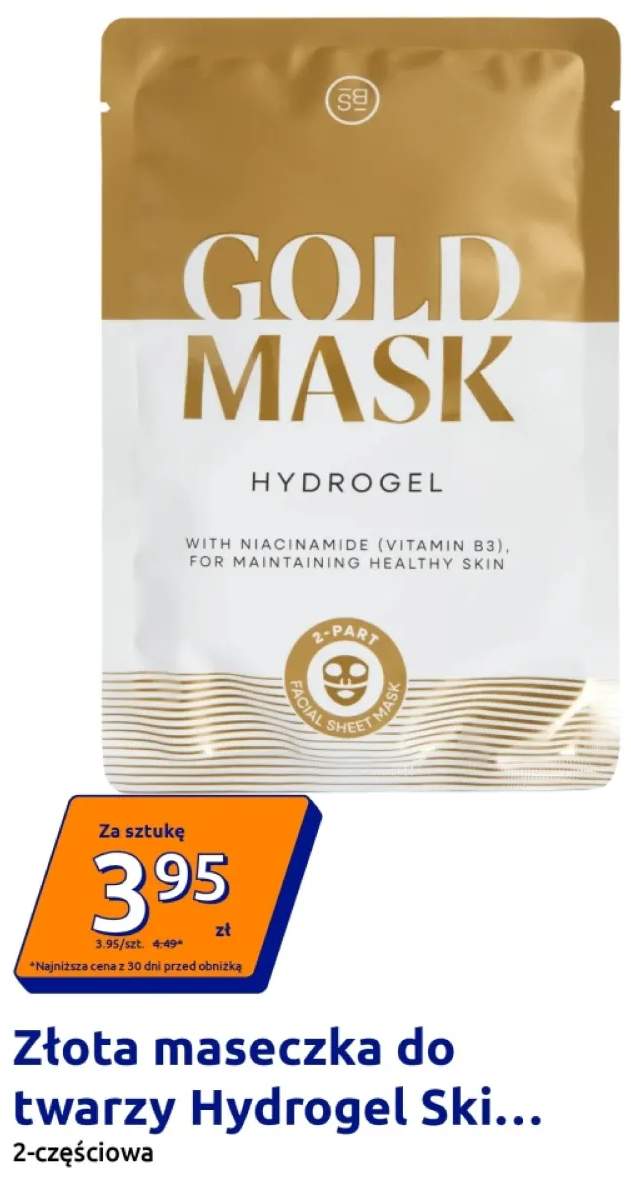 Złota maseczka do twarzy Hydrogel Skin Bliss 2-częściowa
