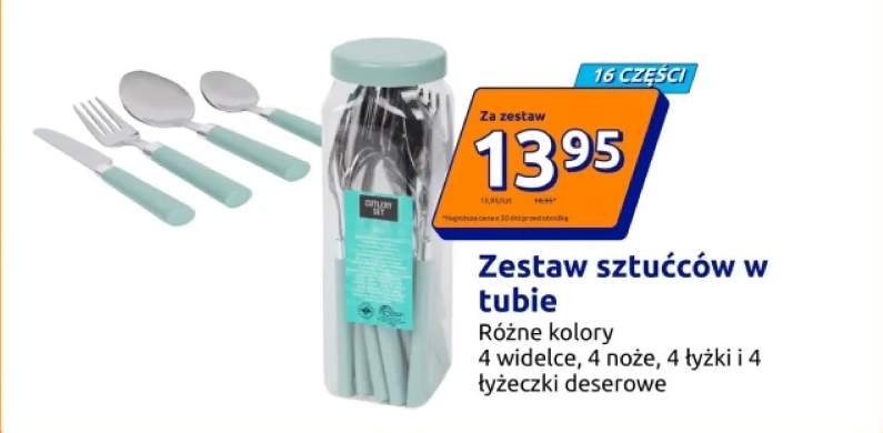 Zestaw sztućców w tubie 16 części