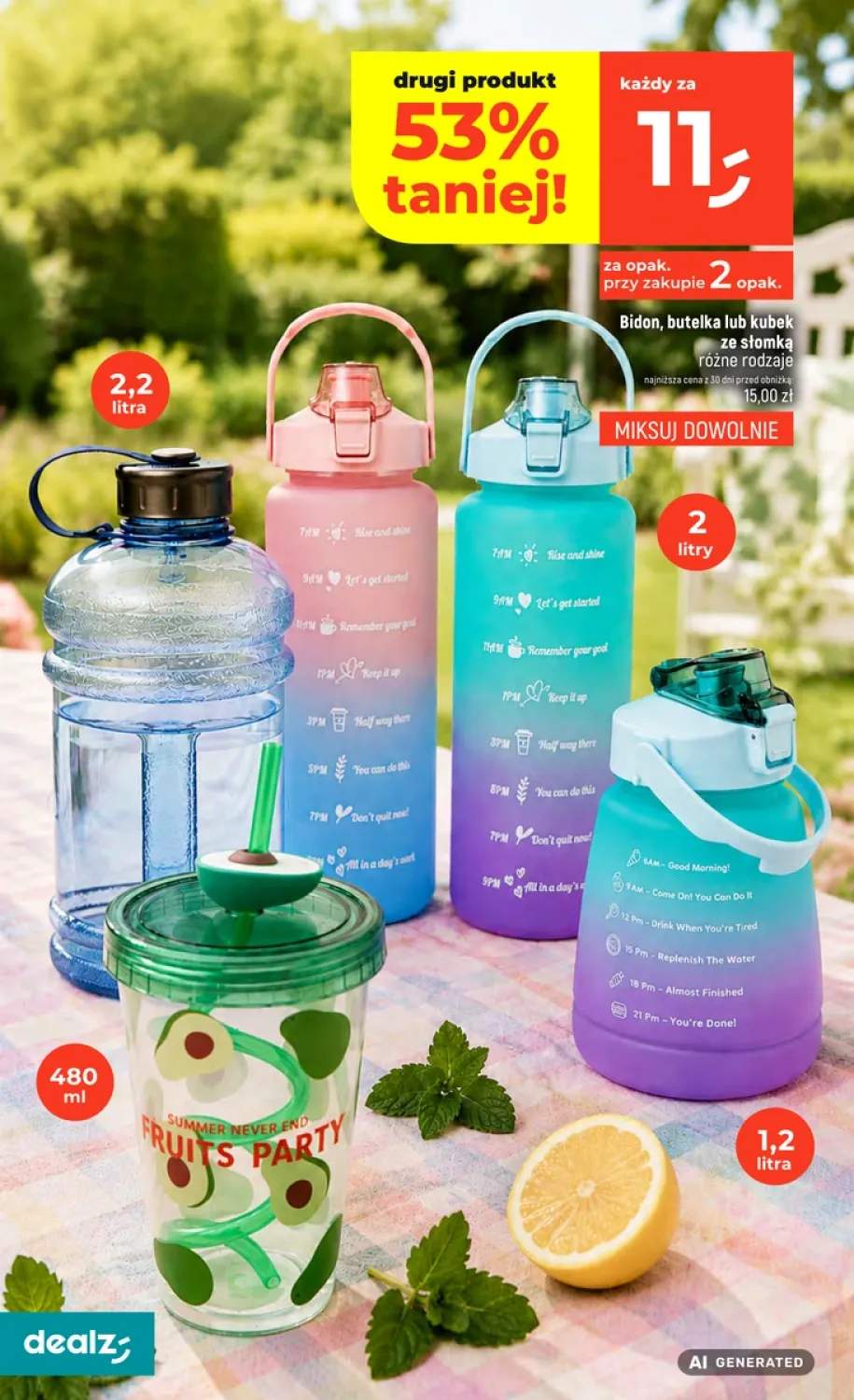 Kubek ze słomką Fruits Party 480 ml +1 wariant