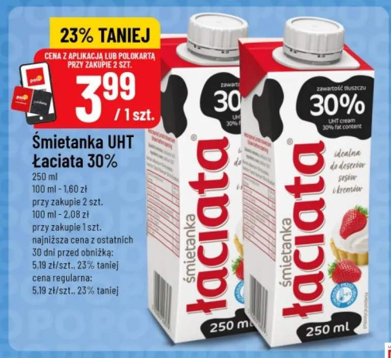 Śmietanka UHT Łaciata 30%