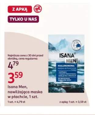 Nawilżająca maska w płachcie Isana Men Hialuronowa