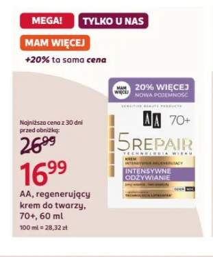Regenerujący krem do twarzy AA 5 Repair 70+