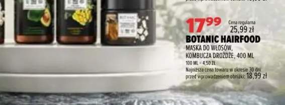 Maska do włosów Botanic Hairfood kombucza drożdże