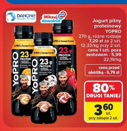 Jogurt pitny proteinowy Danone YoPro o smaku waniliowo-ciasteczkowym +2 warianty
