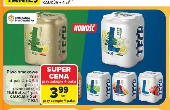 Piwo bezalkoholowe smakowe Lech Free Elderflower Lemon 4-pak 500 ml +1 wariant