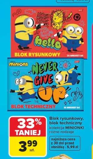 Blok rysunkowy Minionki A4 +1 wariant