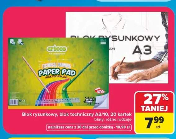 Blok techniczny A3 Cricco 10 kartek