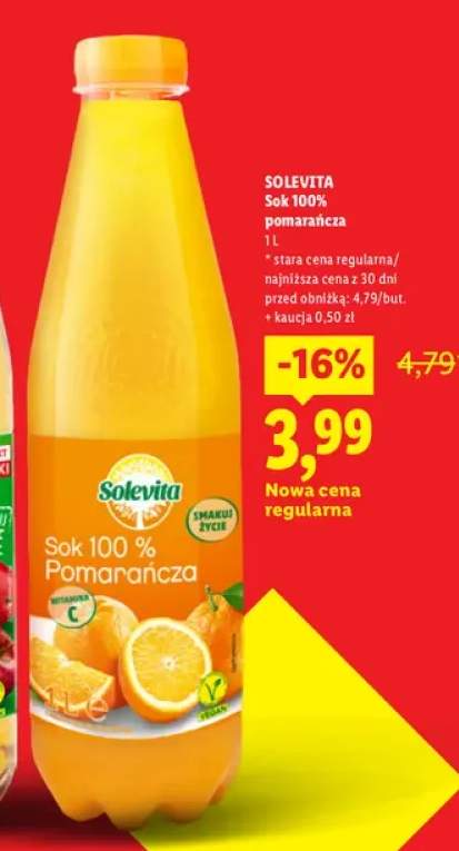 Sok 100% pomarańcza Solevita