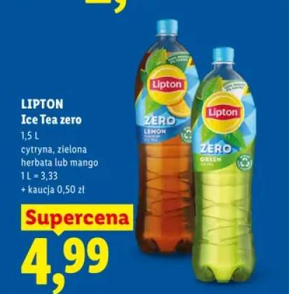 Herbata mrożona Lipton Ice Tea Zero zielona herbata +1 wariant