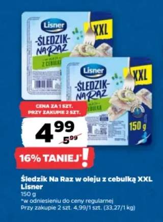 Śledzik Na Raz w oleju z cebulką XXL Lisner