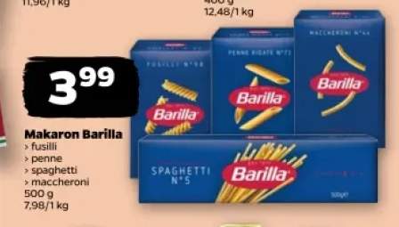 Makaron fusilli Barilla +3 warianty