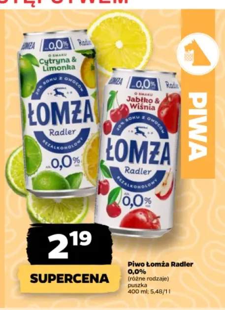 Piwo bezalkoholowe Łomża Radler Jabłko & Wiśnia +1 wariant