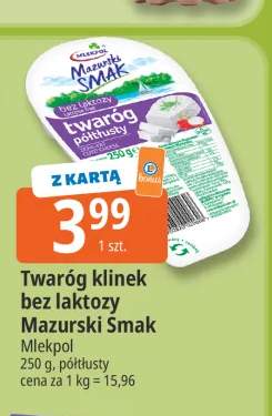 Twaróg klinek bez laktozy Mazurski Smak Mlekpol