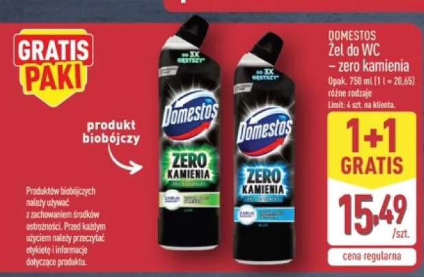 Żel do WC Domestos Zero Kamienia Lime +1 wariant
