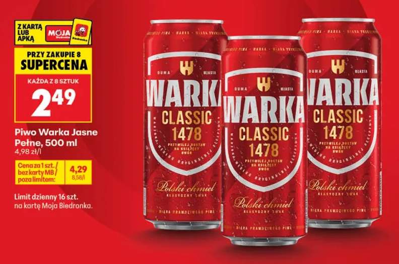 Piwo Warka Jasne Pełne