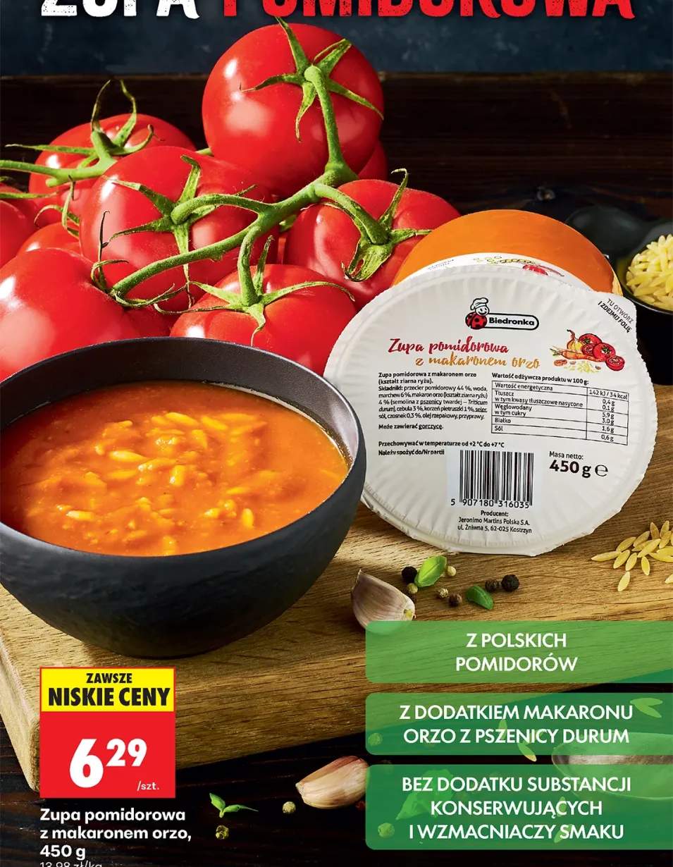 Zupa pomidorowa z makaronem orzo