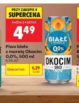 Piwo bezalkoholowe Okocim białe z morelą