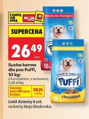 Sucha karma dla psa Puffi z kurczakiem +1 wariant