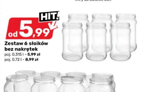 Zestaw 6 słoików bez nakrętek 0,315 l