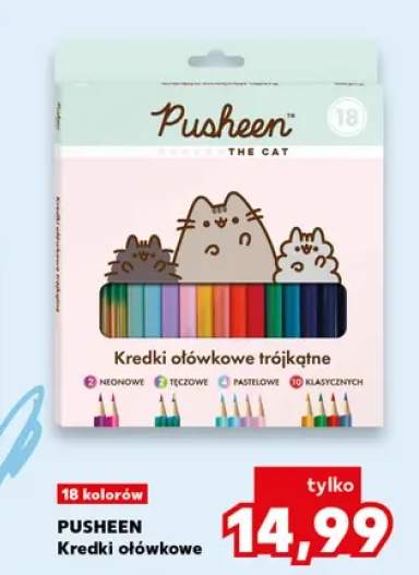 Kredki ołówkowe trójkątne Pusheen 18 kolorów