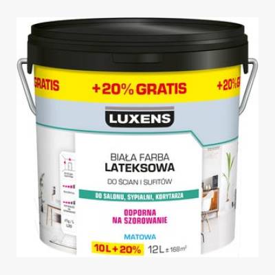 Farba Luxens lateksowa biała 10 l + 20%