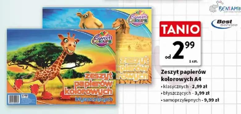 Zeszyt papierów kolorowych A4 klasycznych Best Service +2 warianty