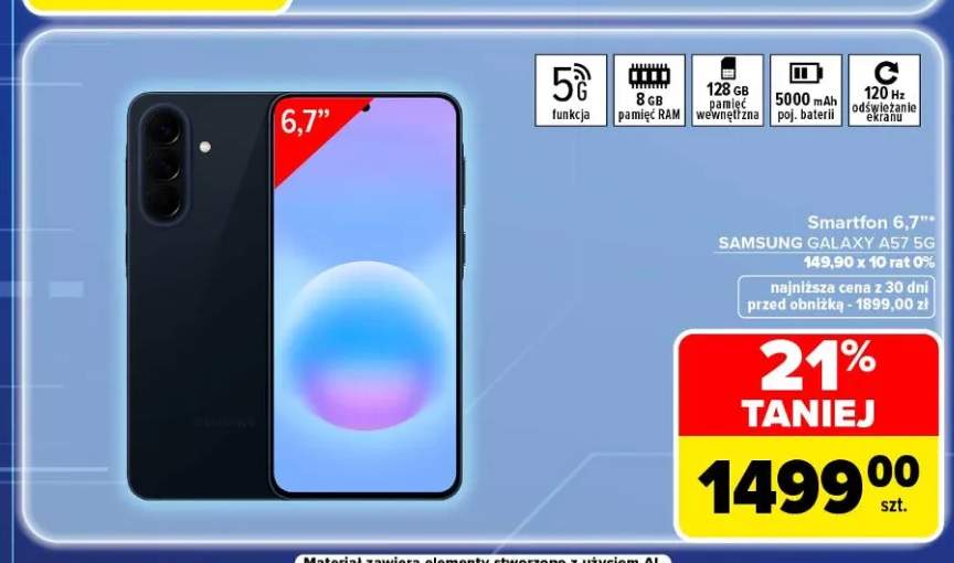 Smartfon 6,7" Samsung Galaxy A57 5 g