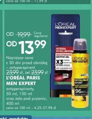 Antyperspirant w sprayu L'Oreal Paris Men Expert Hydra Hyaluronic +1 wariant