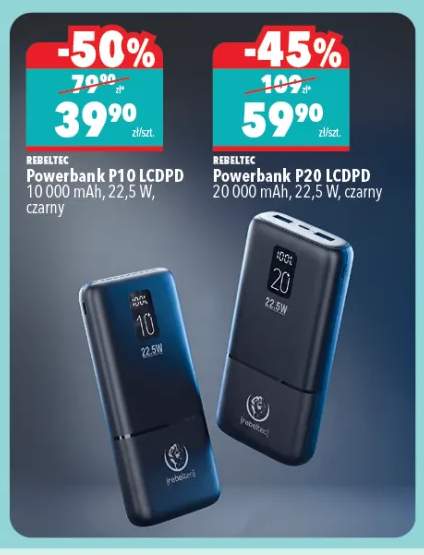 Powerbank Rebeltec P20 Lcdpd 20 000mAh czarny +1 wariant