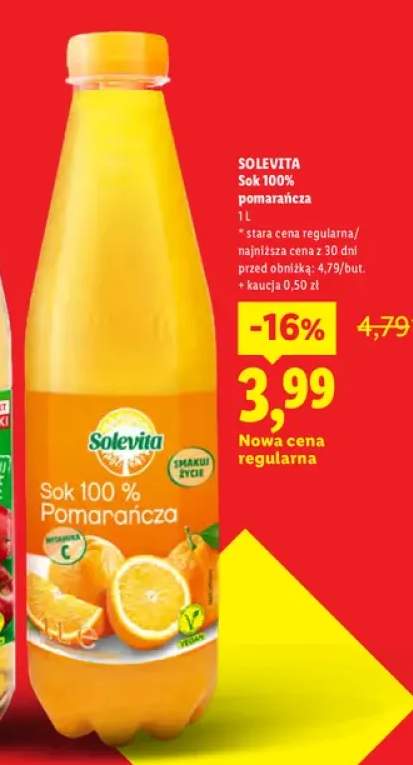Sok pomarańcza Solevita 100%