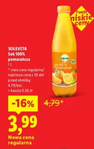 Sok pomarańcza Solevita 100%
