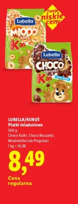Płatki śniadaniowe Choco Kulki Lubella Kubuś +3 warianty