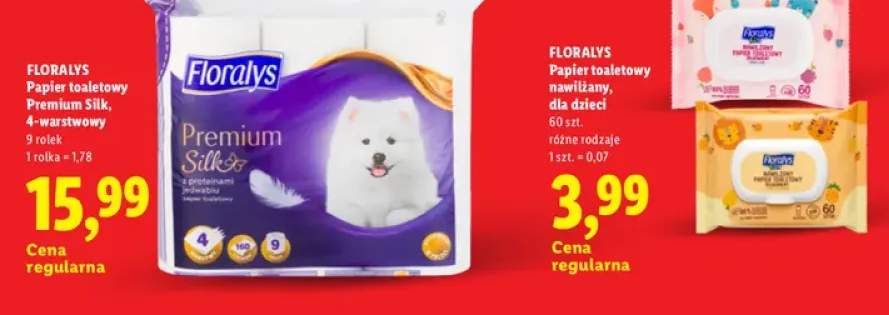 Papier toaletowy nawilżany dla dzieci Floralys 60 szt