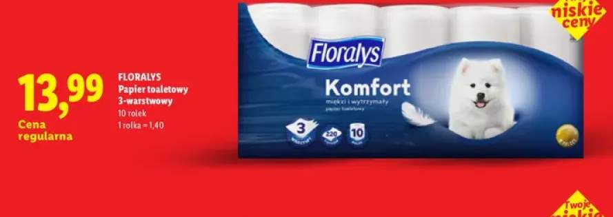 Papier toaletowy Floralys Komfort 3-warstwowy 10-pak
