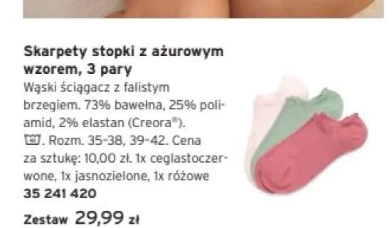 Skarpety stopki z ażurowym wzorem 3-pak