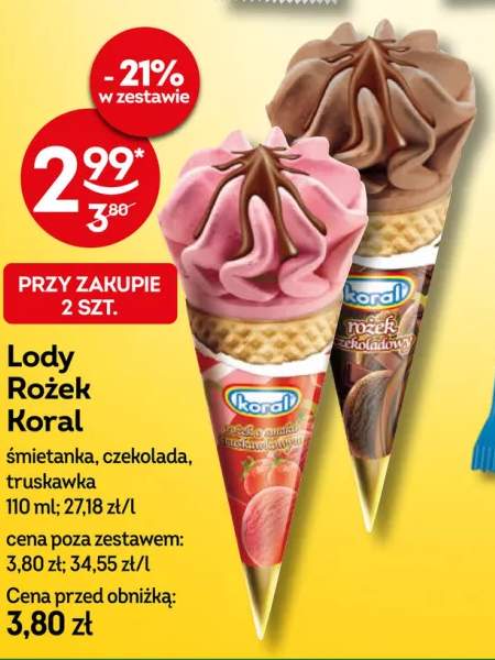 Lody Rożek śmietanka +2 warianty