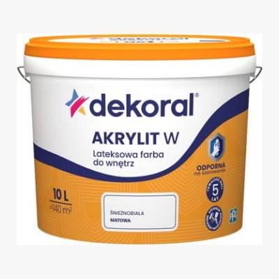 Farba do ścian i sufitów biała Dekoral Akrylit W 10L