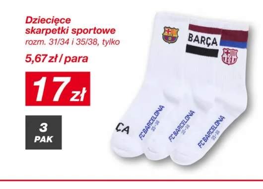 Skarpetki sportowe dziecięce FC Barcelona 3-pak