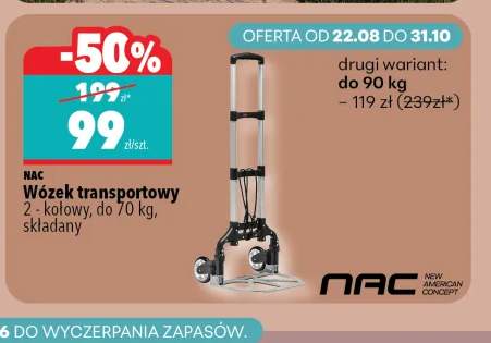 Wózek transportowy Nac do 90 kg +1 wariant