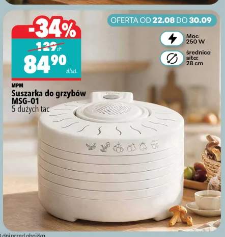 Suszarka do grzybów Mpm MSG-01 5 dużych tac