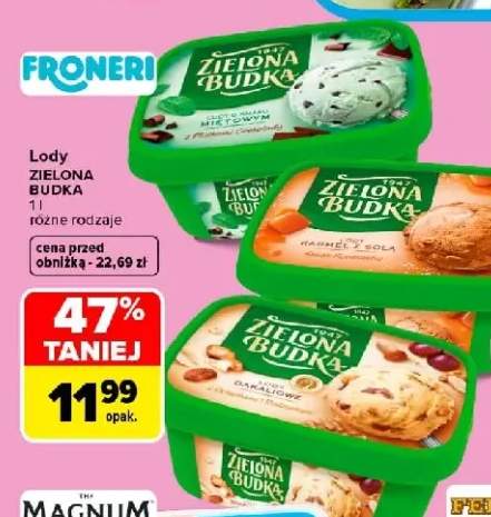 Lody Zielona Budka o smaku miętowym z płatkami czekolady +2 warianty